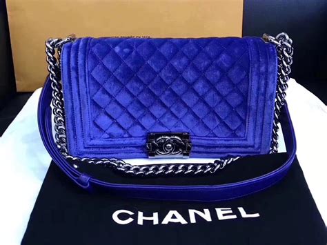 chanel bag blue velvet